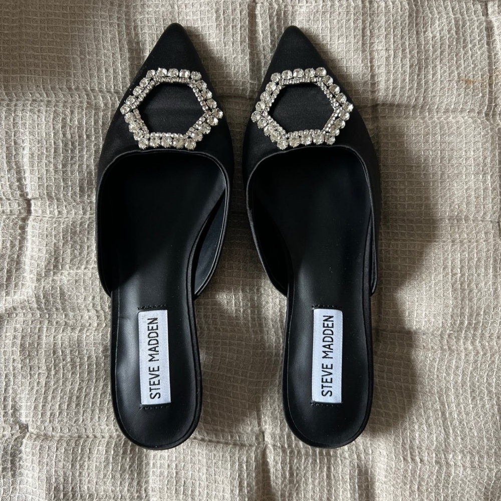 Steve Madden Black Embellished Women's Mule Heels